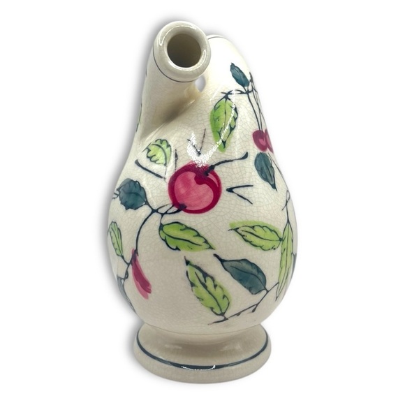 Vintage Fred Roberts Co. Porcelain twist oil/vinegar decanter w/ Cherry design - Picture 5 of 11